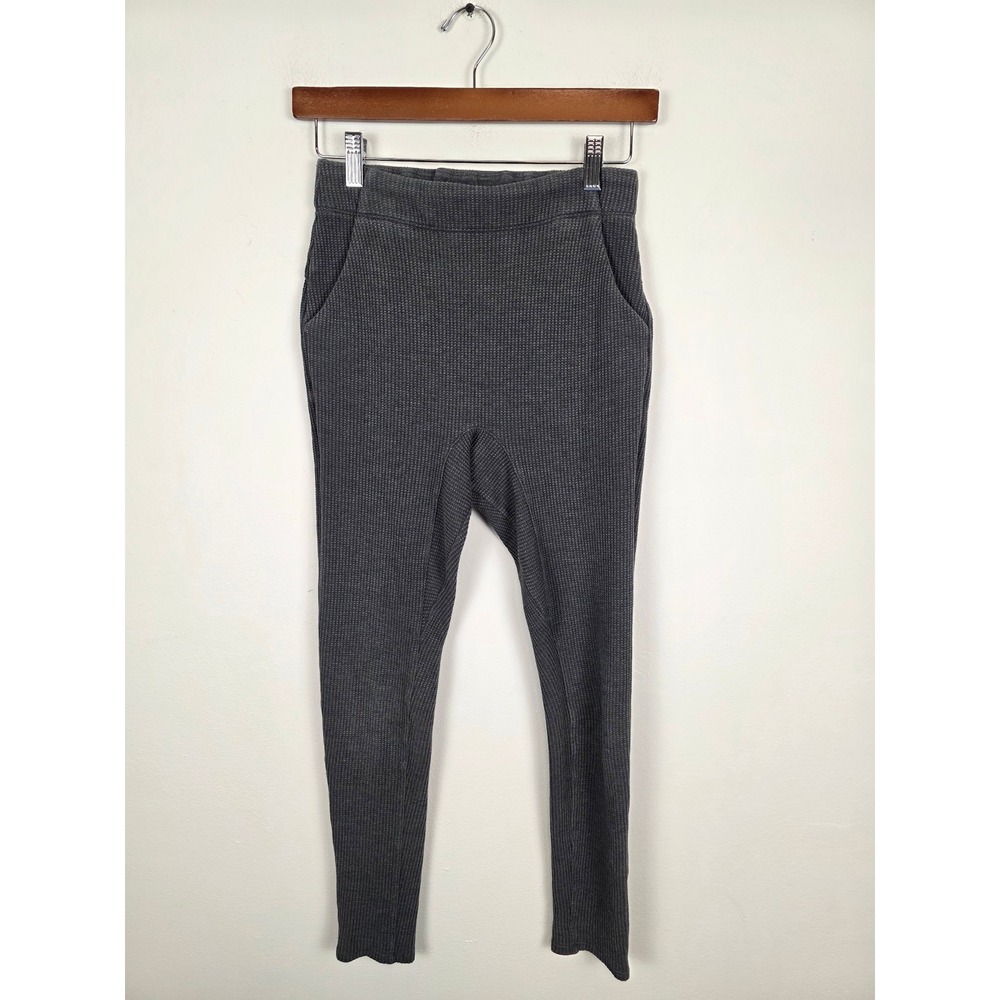 Lunya Charcoal Ribbed‎ Waffle Knit Lounge Pants XS High Waisted Pockets